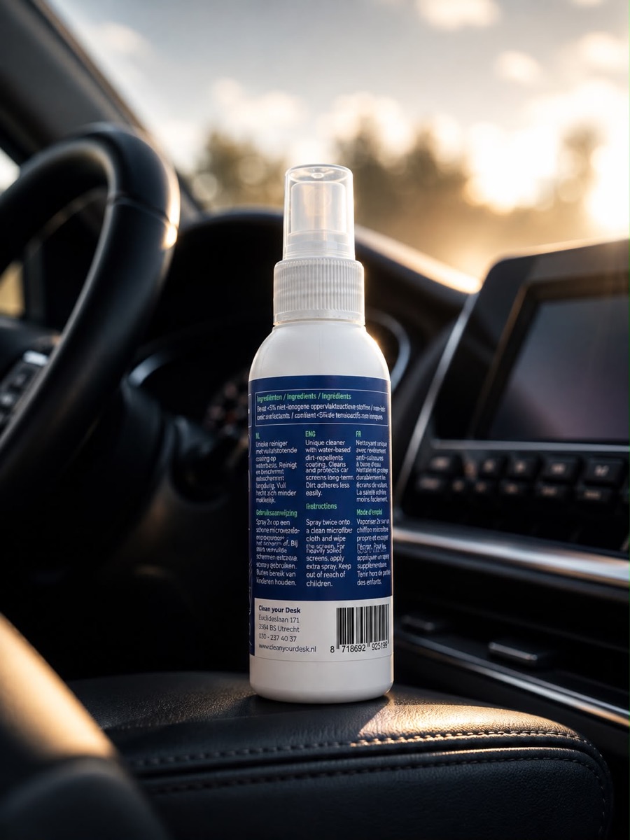 Sprayflacon Car Screen Cleaner Premium van Clean your Desk, 125 ml, vooraanzicht